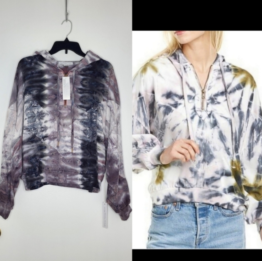 Young fabulous and broke tie dye hoodie with zipper Monroe New with tags - Picture 1 of 9
